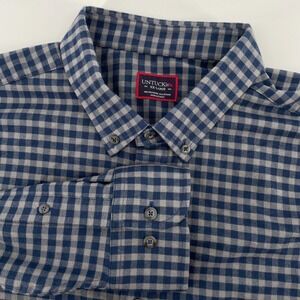 UNTUCKit Bergstrom Shirt Men's XXL Blue Grey Gingham Check Button Down
